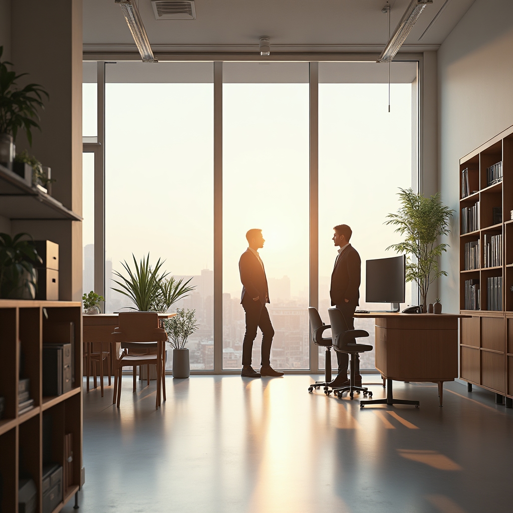 Modernes Büro in Frankfurt am Main mit Blick auf die Stadt