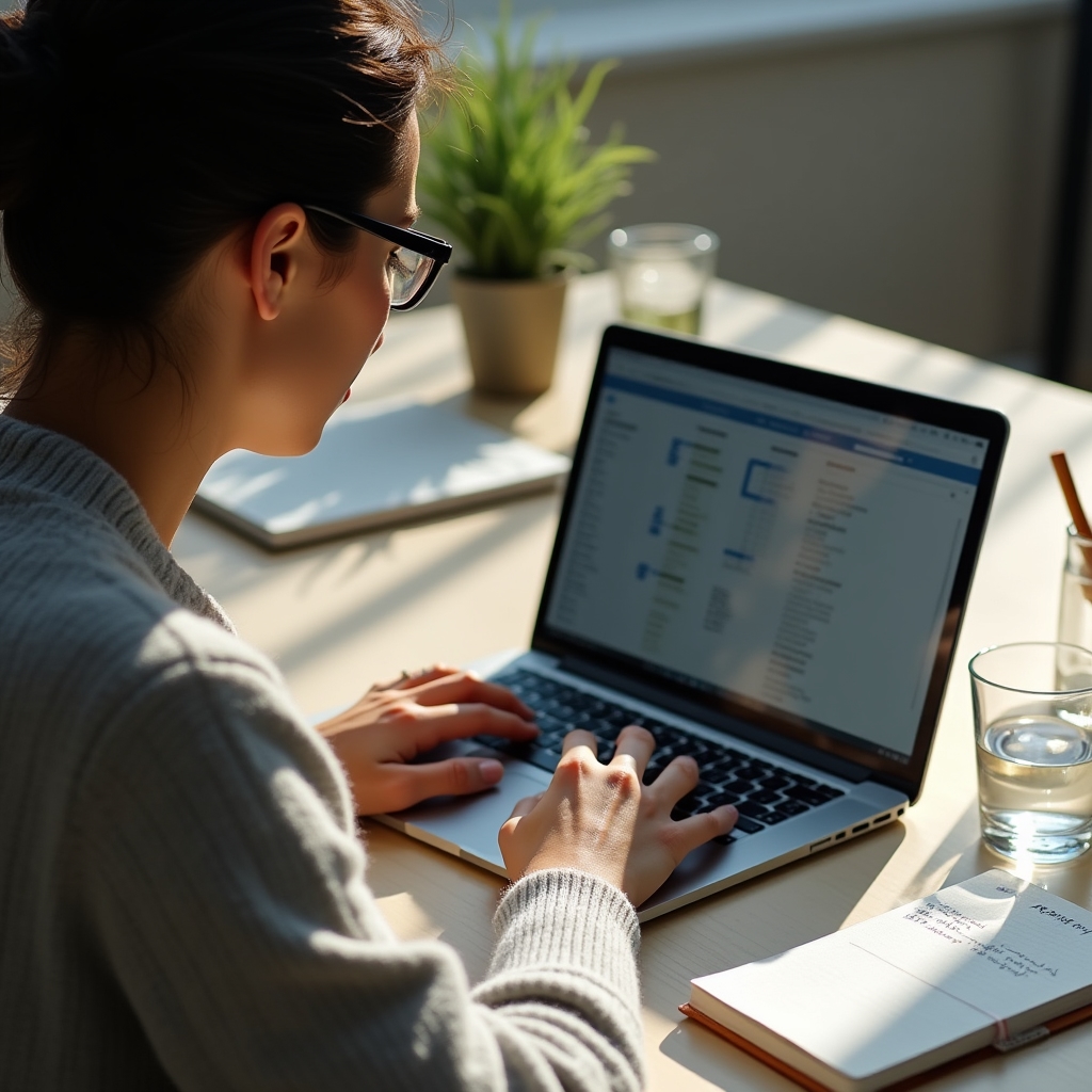 Praktische Arbeitssitzung an einem Laptop mit Excel-Analyse